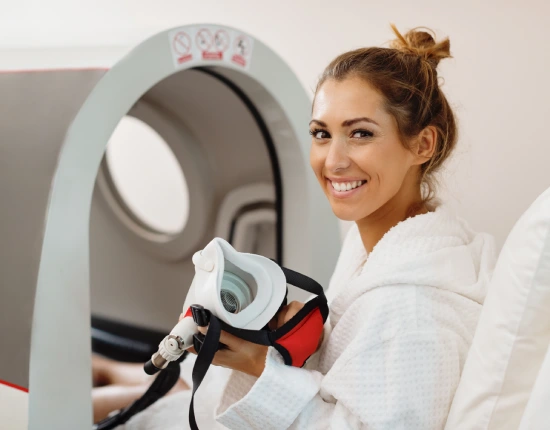 Patient preparing for hyperbaric oxygen therapy at TenMed Wound Care Center